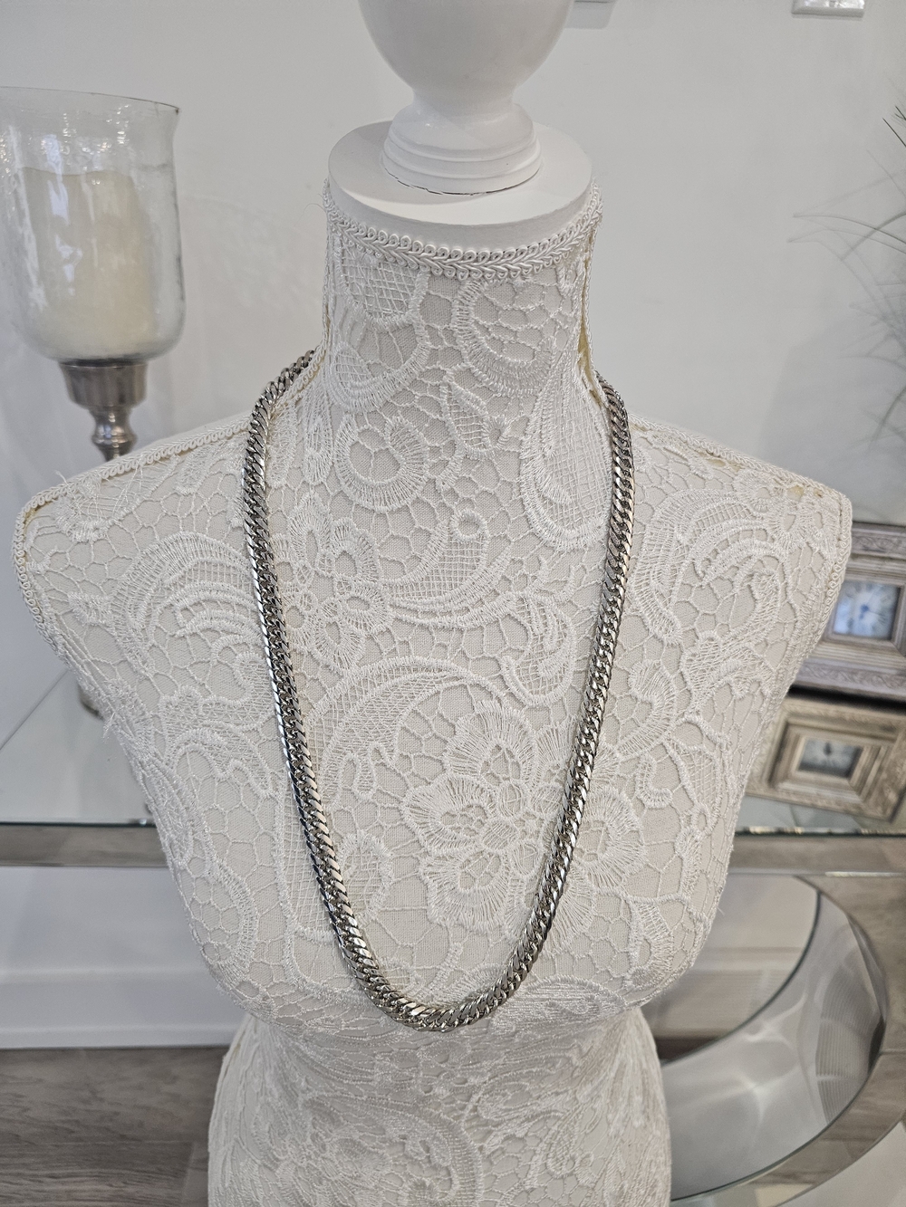 Givenchy Long Silver-Tone Curb Chain Necklace